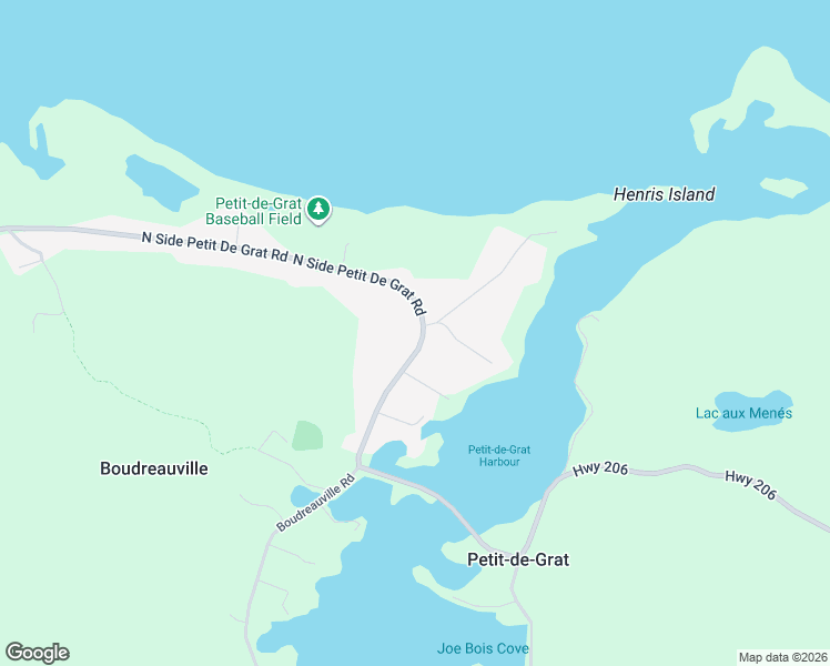 map of restaurants, bars, coffee shops, grocery stores, and more near 3462 North Side Petit De Grat Road in Petit-de-Grat