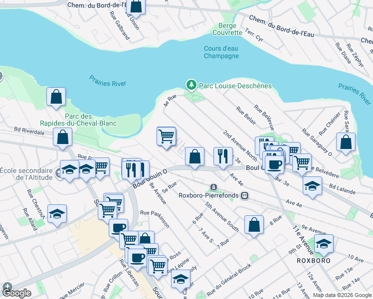 map of restaurants, bars, coffee shops, grocery stores, and more near 11107 Rue Meighen in Montréal