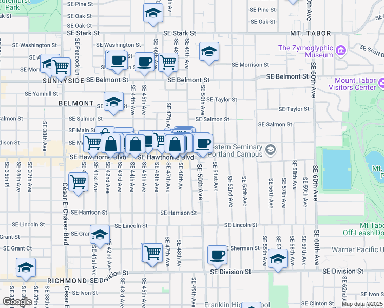 map of restaurants, bars, coffee shops, grocery stores, and more near in Portland