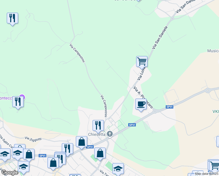 map of restaurants, bars, coffee shops, grocery stores, and more near 7 Via Scapinosa in Provincia di Vicenza