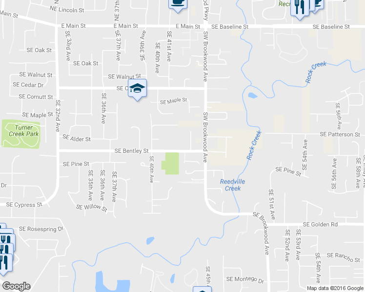 map of restaurants, bars, coffee shops, grocery stores, and more near 4235 Southeast Bentley Street in Hillsboro