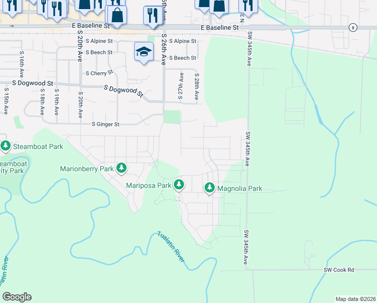 map of restaurants, bars, coffee shops, grocery stores, and more near 2717 South Ivy Street in Cornelius