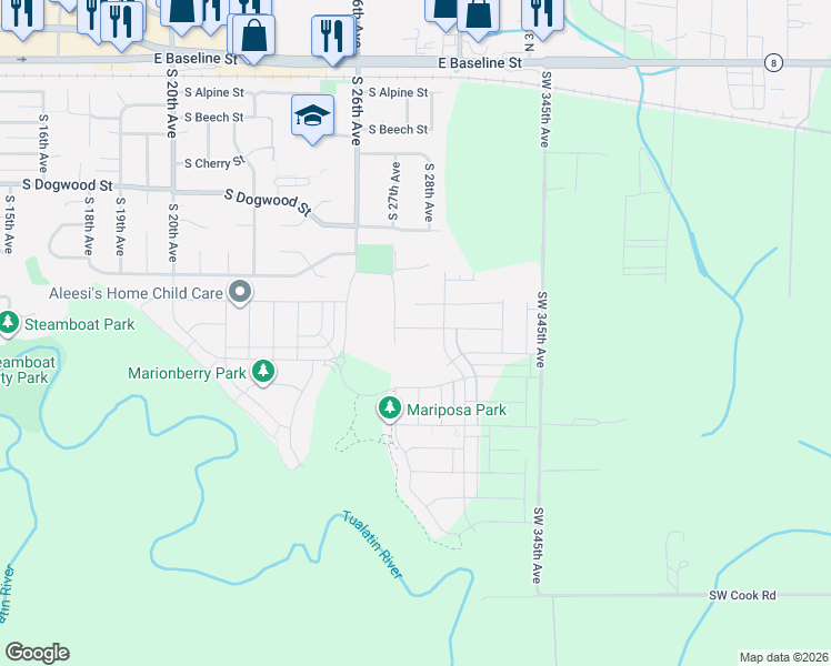map of restaurants, bars, coffee shops, grocery stores, and more near 2727 South Ivy Street in Cornelius