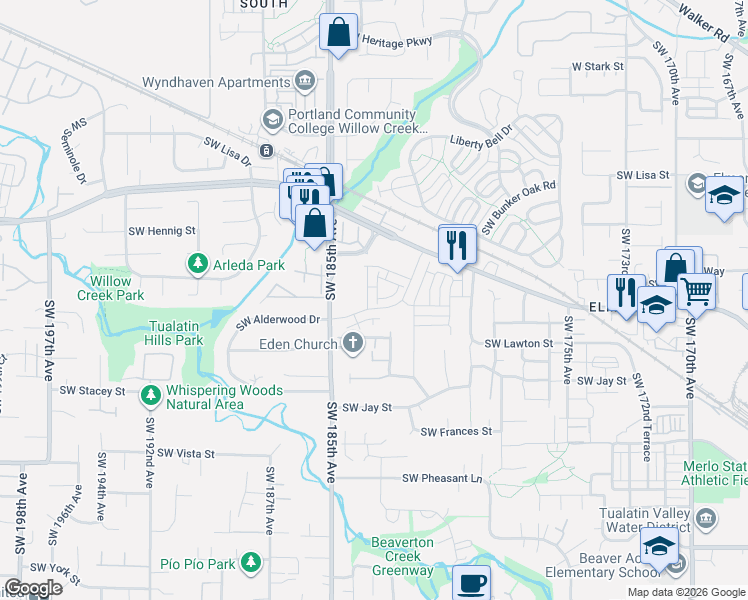 map of restaurants, bars, coffee shops, grocery stores, and more near 984 Southwest Lockley Terrace in Beaverton
