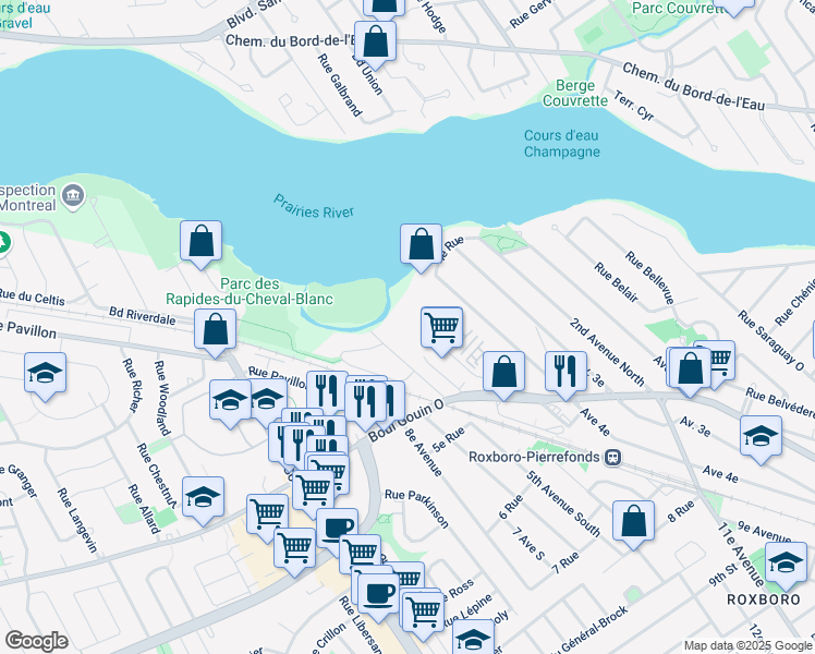 map of restaurants, bars, coffee shops, grocery stores, and more near 11150 Rue Meighen in Montréal