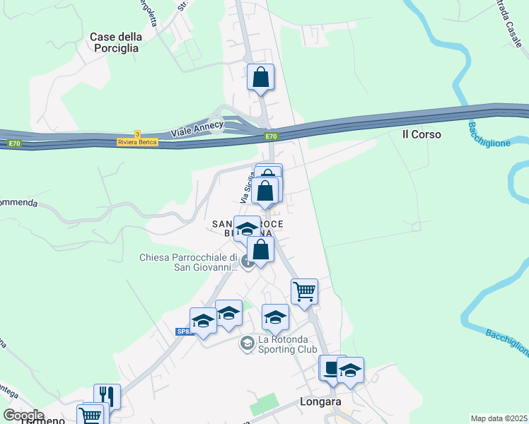 map of restaurants, bars, coffee shops, grocery stores, and more near 5 Via Pantelleria in Vicenza