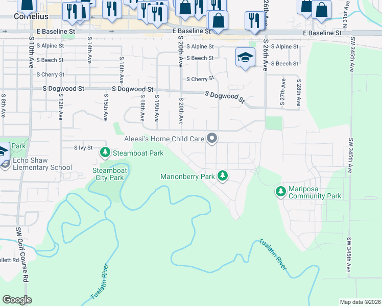 map of restaurants, bars, coffee shops, grocery stores, and more near 2112 South Ivy Street in Cornelius