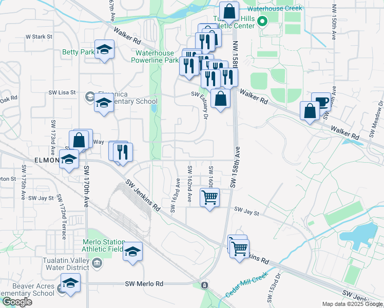map of restaurants, bars, coffee shops, grocery stores, and more near 980 Southwest 163rd Avenue in Beaverton