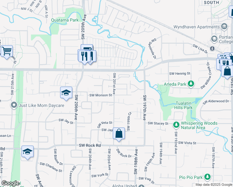 map of restaurants, bars, coffee shops, grocery stores, and more near 20035 Southwest Monson Street in Beaverton