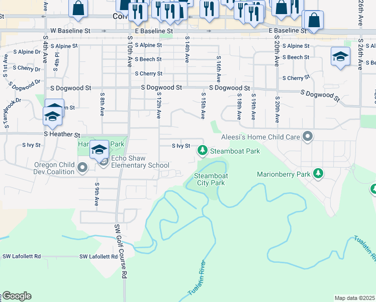 map of restaurants, bars, coffee shops, grocery stores, and more near 1397 South Ivy Street in Cornelius