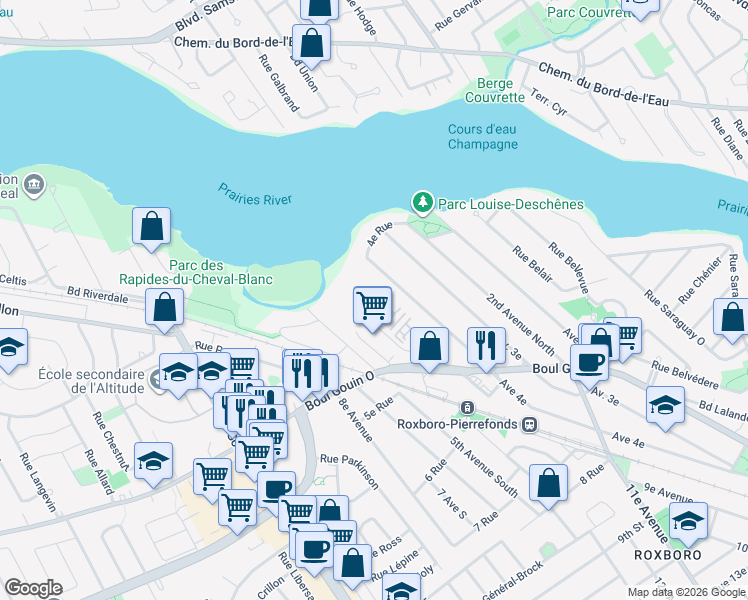 map of restaurants, bars, coffee shops, grocery stores, and more near 11131 Rue Meighen in Montréal