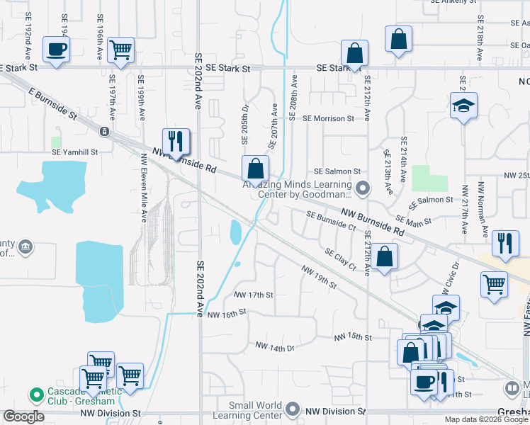 map of restaurants, bars, coffee shops, grocery stores, and more near 2085 Northwest Bella Vista Drive in Gresham