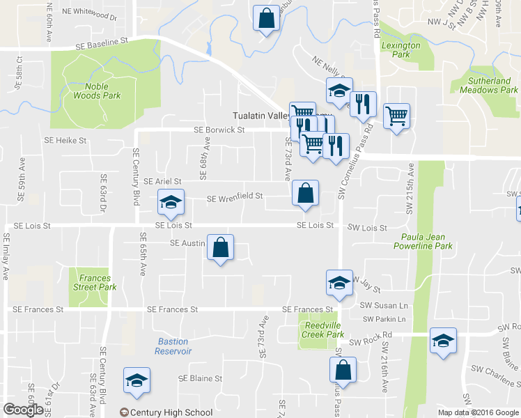 map of restaurants, bars, coffee shops, grocery stores, and more near 877 Southeast 72nd Avenue in Hillsboro
