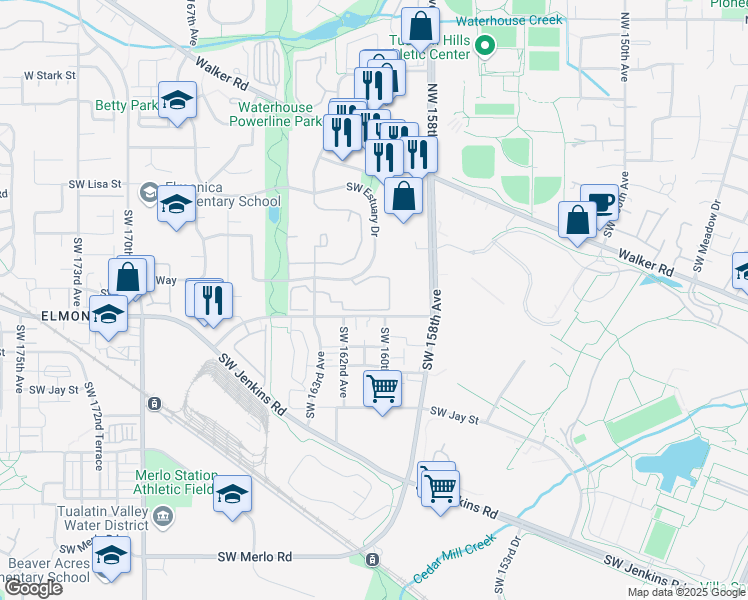 map of restaurants, bars, coffee shops, grocery stores, and more near 980 Southwest 163rd Avenue in Beaverton