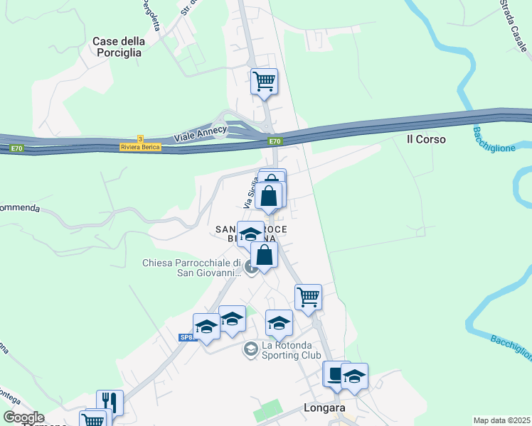 map of restaurants, bars, coffee shops, grocery stores, and more near 5 Via Pantelleria in Vicenza
