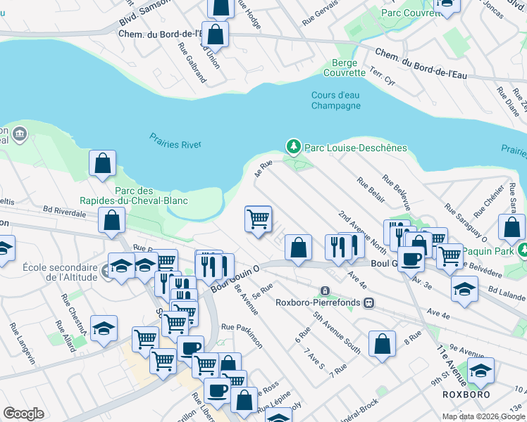map of restaurants, bars, coffee shops, grocery stores, and more near 11131 Rue Meighen in Montreal