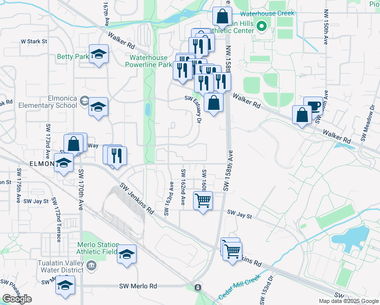 map of restaurants, bars, coffee shops, grocery stores, and more near 980 Southwest 163rd Avenue in Beaverton