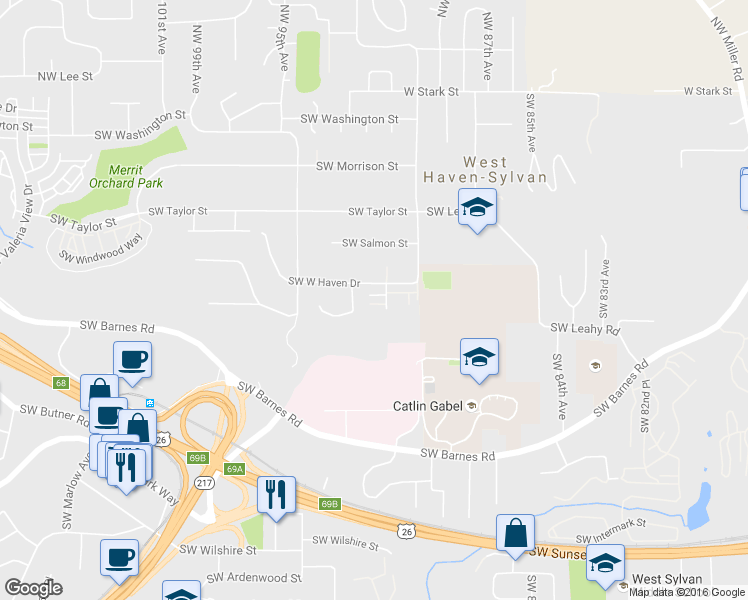 map of restaurants, bars, coffee shops, grocery stores, and more near 9172 Southwest Soprano Lane in Portland
