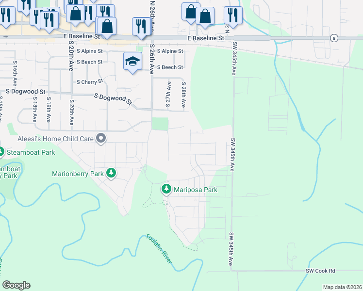 map of restaurants, bars, coffee shops, grocery stores, and more near 2781 South Heather Street in Cornelius