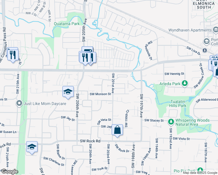 map of restaurants, bars, coffee shops, grocery stores, and more near 20147 Southwest Monson Street in Beaverton