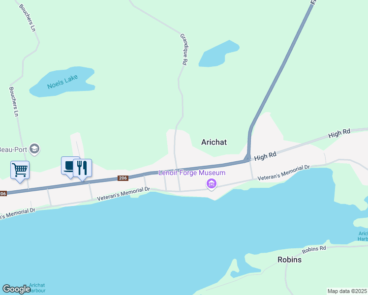 map of restaurants, bars, coffee shops, grocery stores, and more near 4 Grandique Road in Arichat