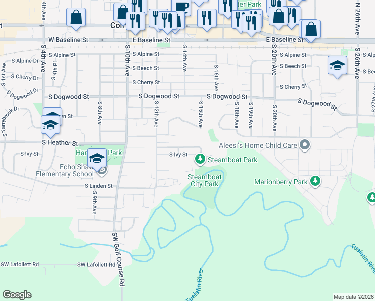 map of restaurants, bars, coffee shops, grocery stores, and more near 1397 South Ivy Street in Cornelius