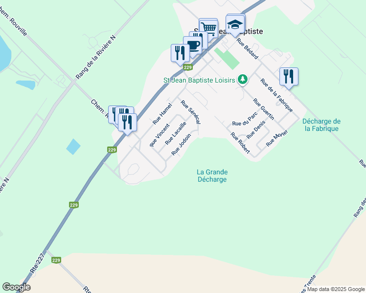 map of restaurants, bars, coffee shops, grocery stores, and more near 3539 Rue Jodoin in Saint-Jean-Baptiste