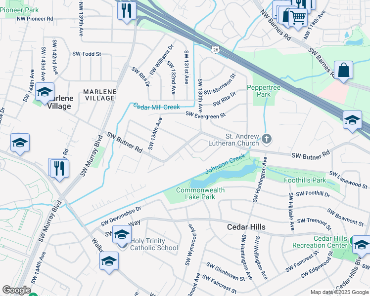 map of restaurants, bars, coffee shops, grocery stores, and more near 936 Southwest Stellar Terrace in Beaverton