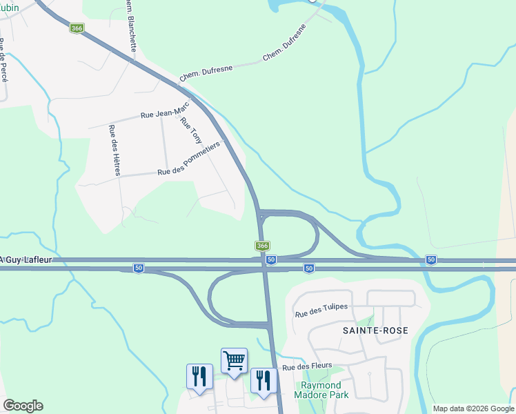 map of restaurants, bars, coffee shops, grocery stores, and more near 580 Boulevard Lorrain in Gatineau
