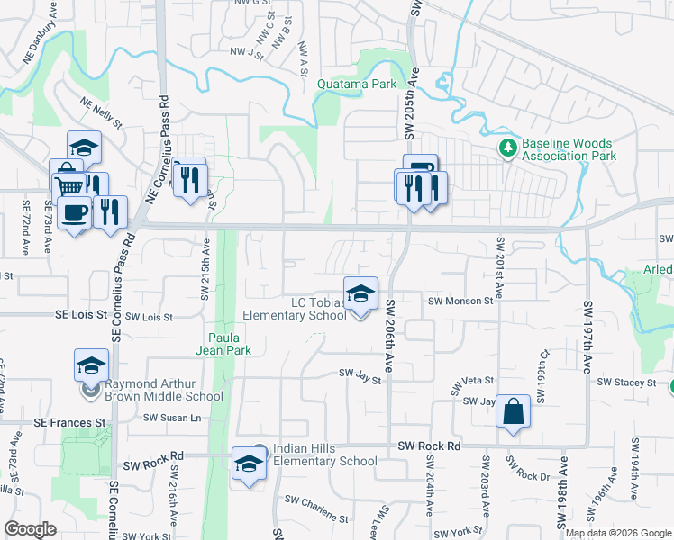 map of restaurants, bars, coffee shops, grocery stores, and more near 20915 Southwest Edgemont Street in Beaverton