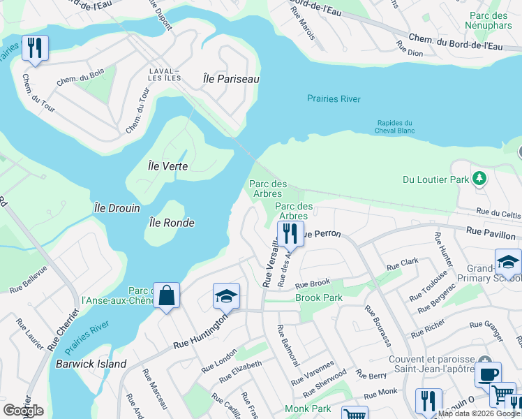 map of restaurants, bars, coffee shops, grocery stores, and more near 5273 Rue de Provence in Montréal