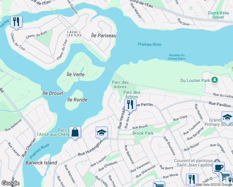 map of restaurants, bars, coffee shops, grocery stores, and more near 5273 Rue de Provence in Montréal