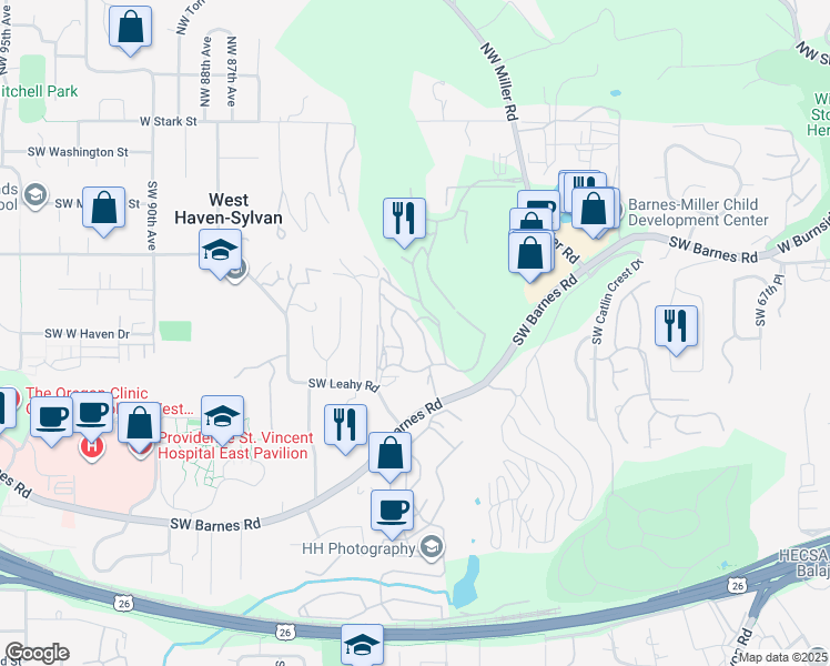 map of restaurants, bars, coffee shops, grocery stores, and more near 840 Southwest Touchmark Way in Portland