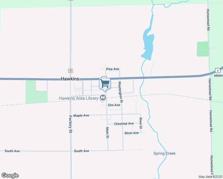 map of restaurants, bars, coffee shops, grocery stores, and more near 422 Amherst Avenue in Hawkins
