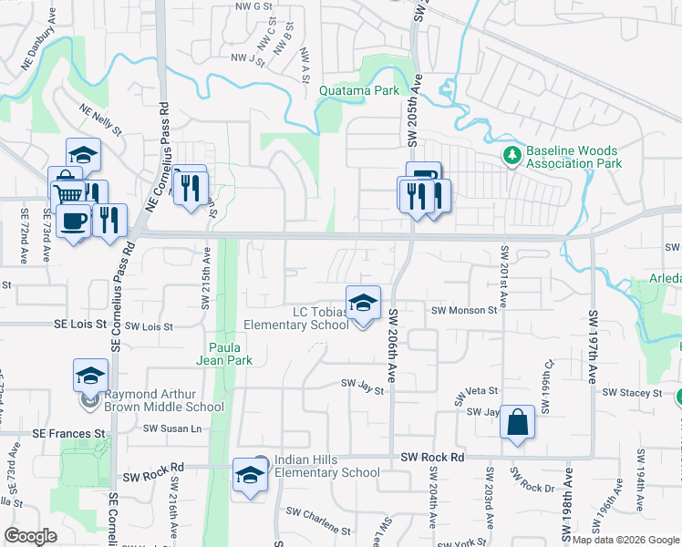 map of restaurants, bars, coffee shops, grocery stores, and more near 20915 Southwest Edgemont Street in Beaverton