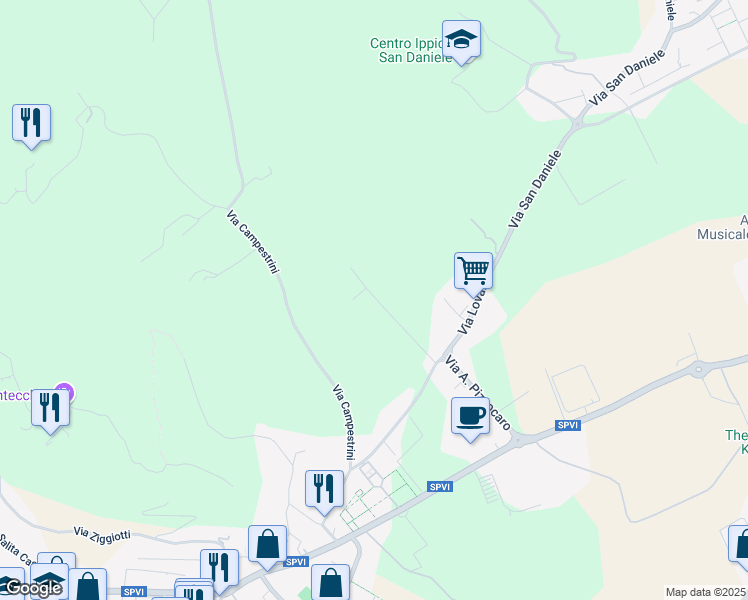 map of restaurants, bars, coffee shops, grocery stores, and more near 7 Via Scapinosa in Provincia di Vicenza