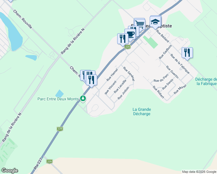 map of restaurants, bars, coffee shops, grocery stores, and more near 3542 Rue Vincent in Saint-Jean-Baptiste