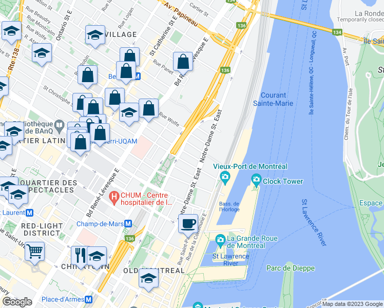 map of restaurants, bars, coffee shops, grocery stores, and more near 813 Rue Saint-Timothée in Montréal