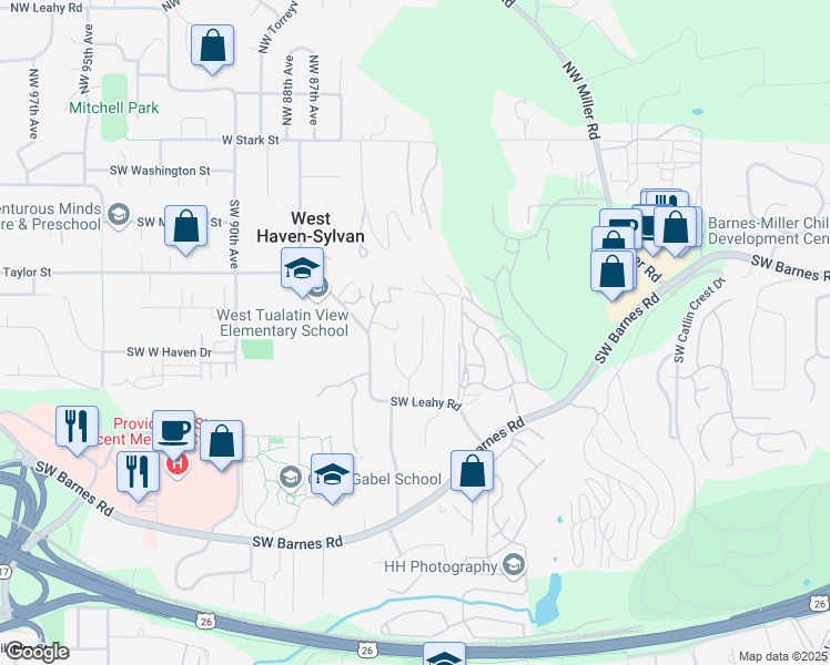 map of restaurants, bars, coffee shops, grocery stores, and more near 755 Southwest 84th Avenue in Portland