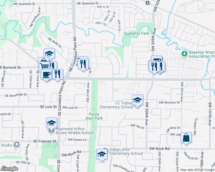 map of restaurants, bars, coffee shops, grocery stores, and more near 722 Southwest Sosa Place in Beaverton