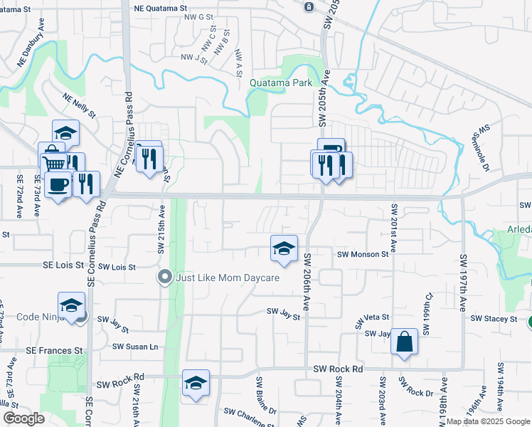 map of restaurants, bars, coffee shops, grocery stores, and more near 20908 Southwest Edgemont Street in Beaverton