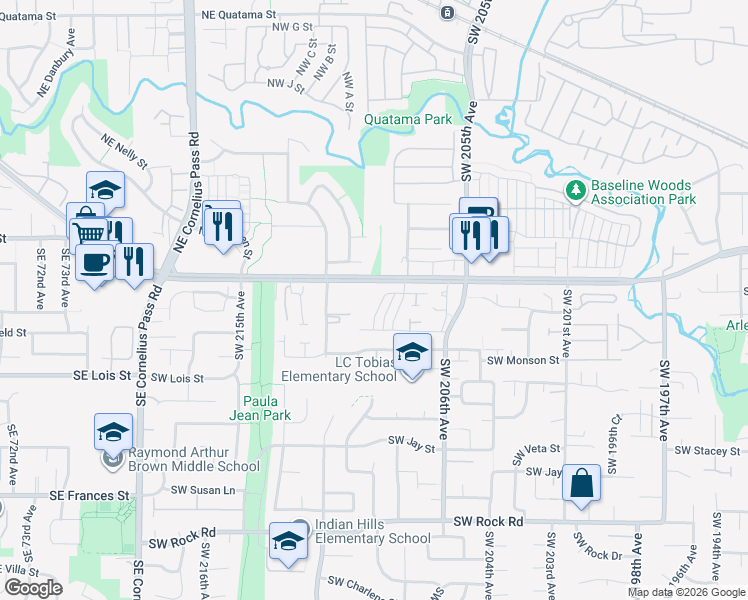 map of restaurants, bars, coffee shops, grocery stores, and more near 20915 Southwest Edgemont Street in Beaverton