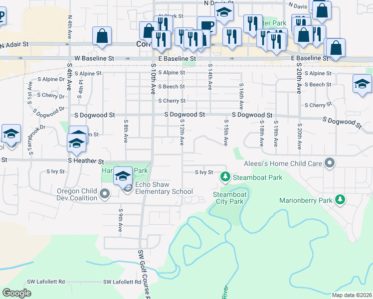 map of restaurants, bars, coffee shops, grocery stores, and more near 674 South 12th Avenue in Cornelius