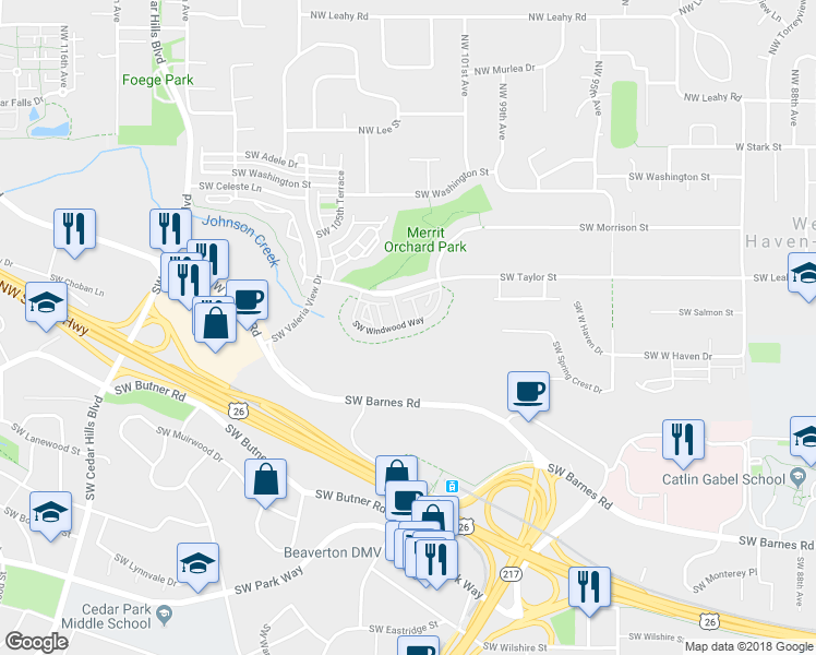 map of restaurants, bars, coffee shops, grocery stores, and more near Peterkort Woods Loop Trail in Portland