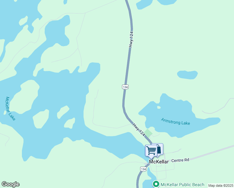 map of restaurants, bars, coffee shops, grocery stores, and more near 732 Highway 124 in McKellar