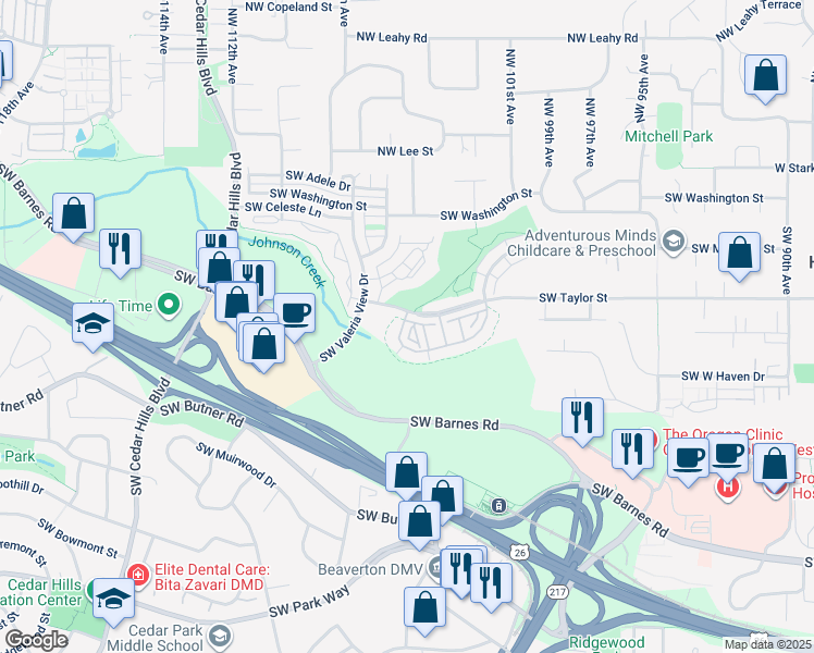 map of restaurants, bars, coffee shops, grocery stores, and more near 697 Southwest Rustica Terrace in Portland