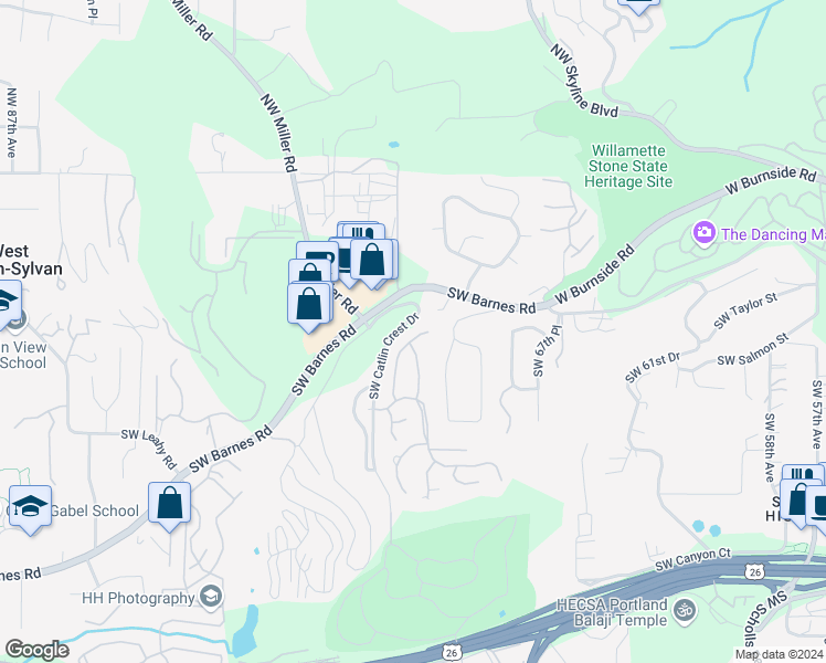 map of restaurants, bars, coffee shops, grocery stores, and more near 603 Southwest Regency Place in Portland