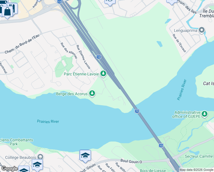 map of restaurants, bars, coffee shops, grocery stores, and more near 230 Rue Étienne-Lavoie in Laval