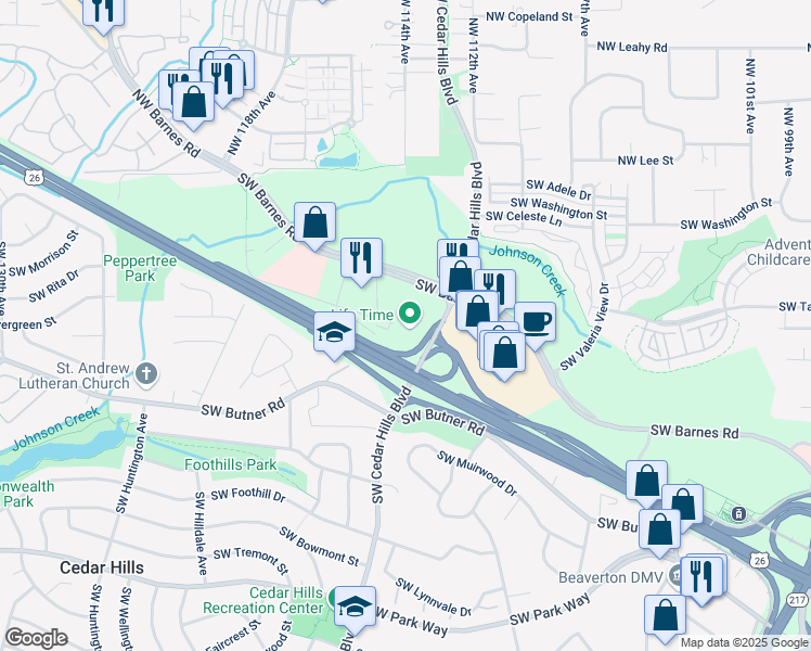 map of restaurants, bars, coffee shops, grocery stores, and more near 11525 SW Choban Ln in Beaverton