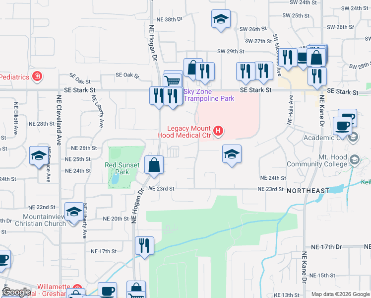 map of restaurants, bars, coffee shops, grocery stores, and more near 2759 Northeast Rene Avenue in Gresham
